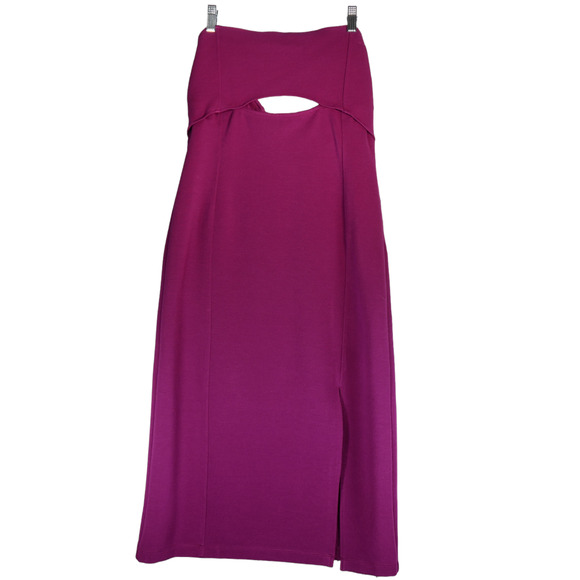 Maeve Anthropologie Midi Dress Women Large Pink Cutout Strapless Heavier Weight - Picture 2 of 8